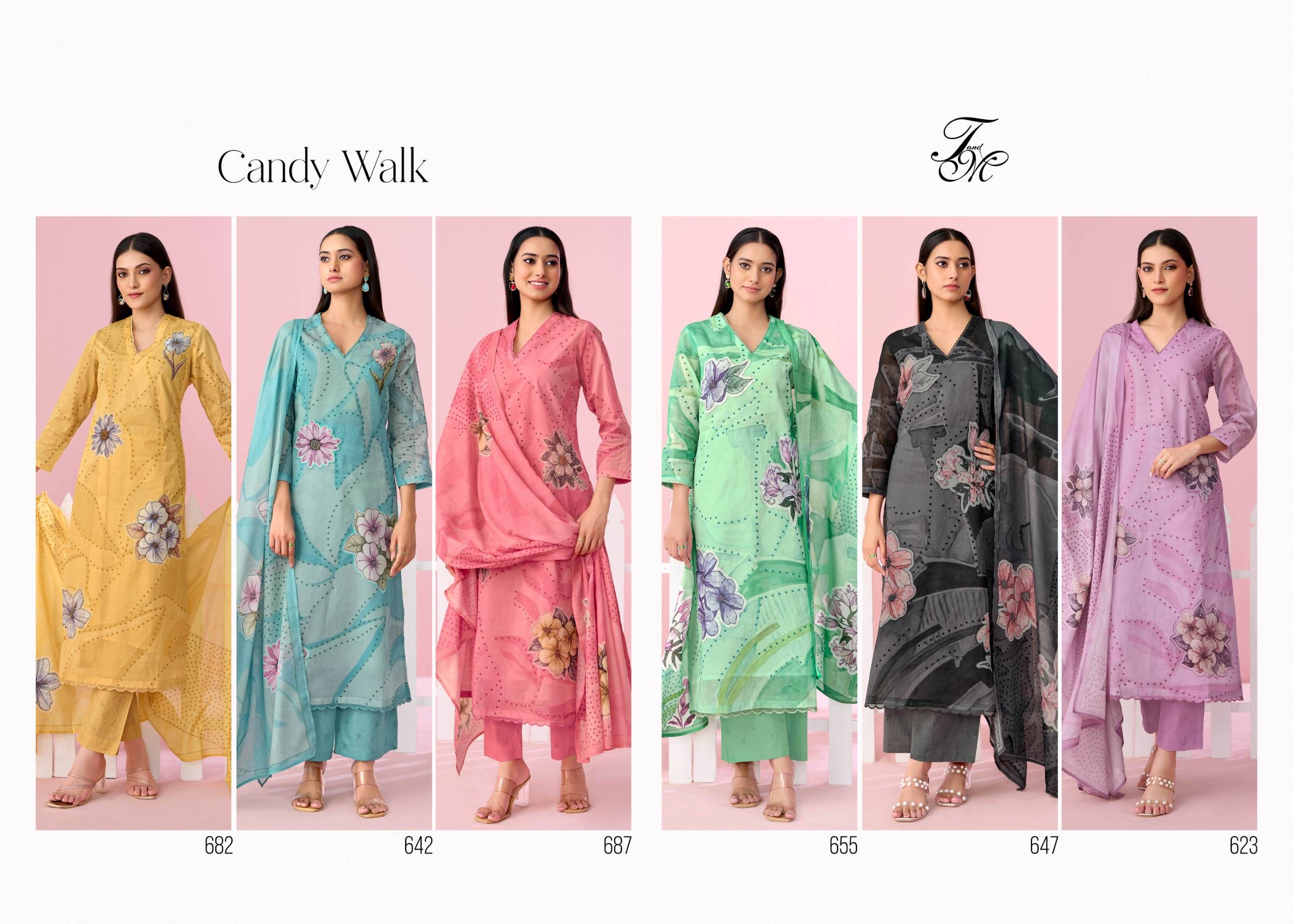 Candy walk By T And M Designer Studio Beautiful Festive Suits Colorful Stylish Fancy Casual Wear & Ethnic Wear organdie digital Dresses At Wholesale Price 